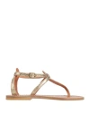 Kjacques K. Jacques St. Tropez Woman Thong Sandal Gold Size 8 Leather In Gold