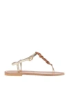 Kjacques K. Jacques St. Tropez Woman Thong Sandal Gold Size 8 Leather In Gold