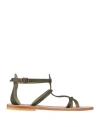 Kjacques Buffon F Flats In Black Leather In Green