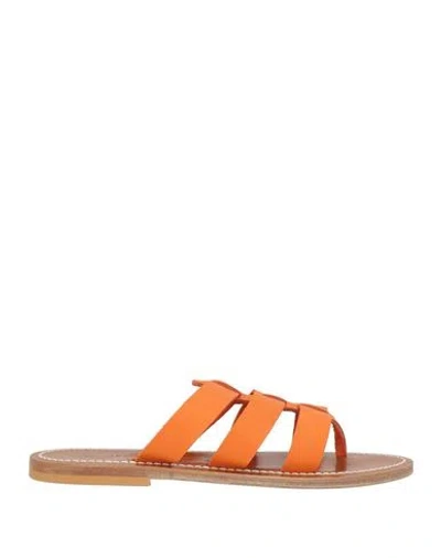 Kjacques K. Jacques St. Tropez Woman Thong Sandal Orange Size 10 Leather