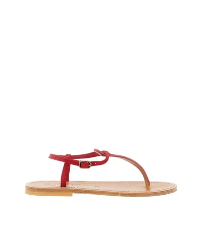Kjacques Red T-strap Sandals In Animal Print