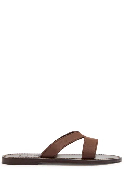 Kjacques Kalomira Cut-out Nubuck Sliders In Black
