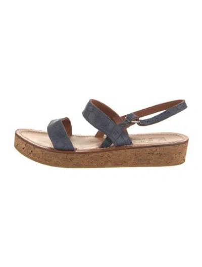 Pre-owned Kjacques Leather Animal Print Sandals In Multicolor