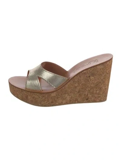 Pre-owned Kjacques Leather Animal Print Sandals In Neutrals/silver