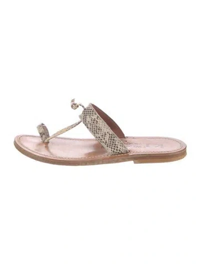 Pre-owned Kjacques Leather Animal Print Sandals In Pink