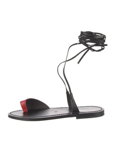 Pre-owned Kjacques Leather Colorblock Pattern Gladiator Sandals In Black