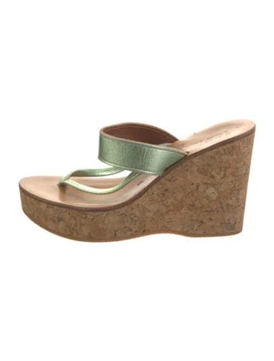 Pre-owned Kjacques Leather Flip Flops In Gold/metallic