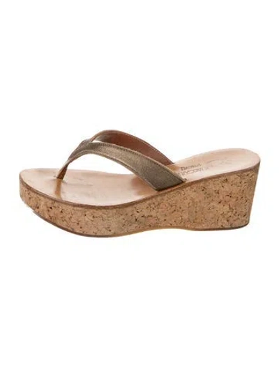 Pre-owned Kjacques Leather Flip Flops In Neutral