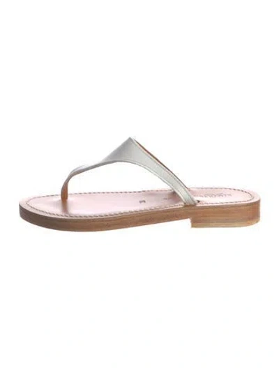 Pre-owned Kjacques Leather Flip Flops In Silver