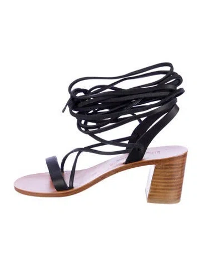 Pre-owned Kjacques Leather Gladiator Sandals In Black