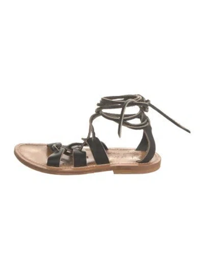 Pre-owned Kjacques Leather Gladiator Sandals In Black