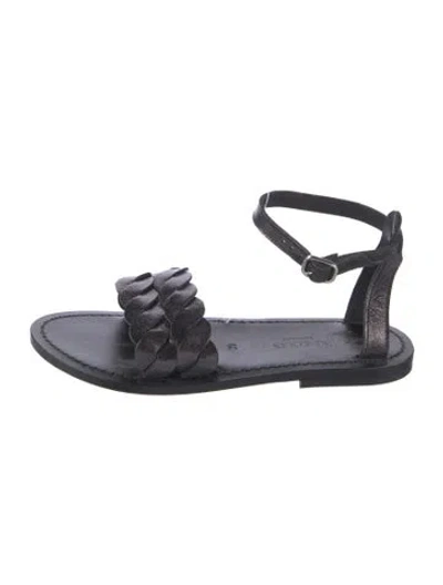 Pre-owned Kjacques Leather Gladiator Sandals In Black