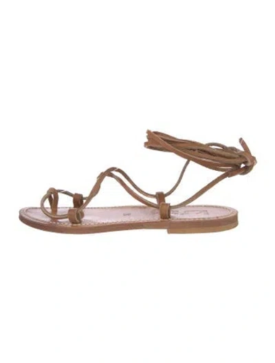 Pre-owned Kjacques Leather Gladiator Sandals In Brown