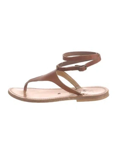 Pre-owned Kjacques Leather Gladiator Sandals In Brown