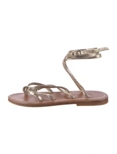 Pre-owned Kjacques Leather Gladiator Sandals In Gold