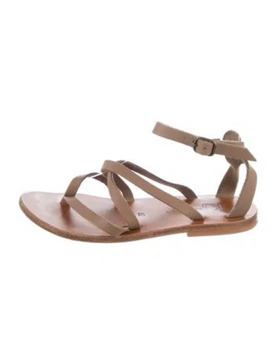 Pre-owned Kjacques Leather Gladiator Sandals In Neutral