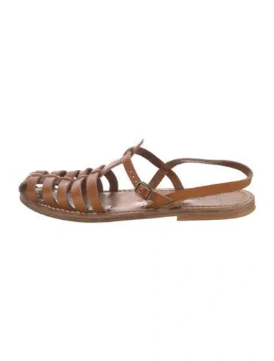 Pre-owned Kjacques Leather Gladiator Sandals In Neutral