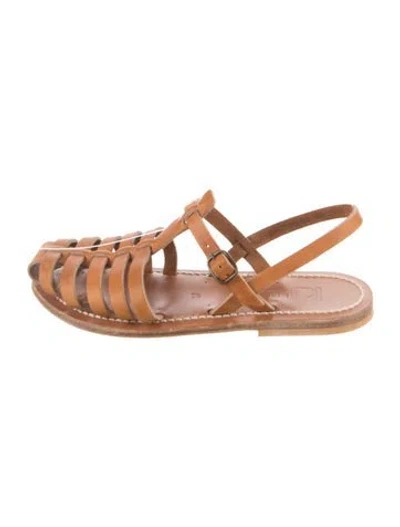 Pre-owned Kjacques Leather Gladiator Sandals In Neutral