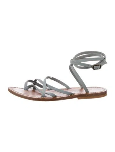Pre-owned Kjacques Leather Gladiator Sandals In Silver