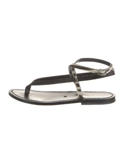 Pre-owned Kjacques Leather Sandals In Black