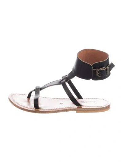 Pre-owned Kjacques Leather Sandals In Black