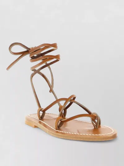 Kjacques Leather Sandals In Brown