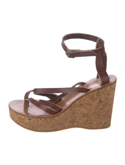 Pre-owned Kjacques Leather Sandals In Brown