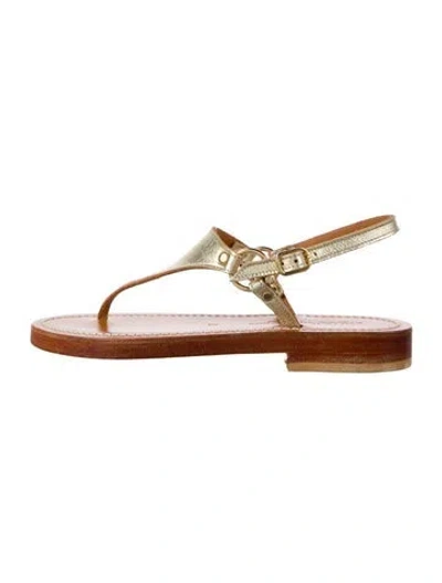 Pre-owned Kjacques Leather Sandals In Gold
