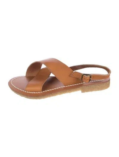 Pre-owned Kjacques Leather Sandals In Neutrals