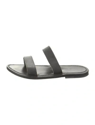 Pre-owned Kjacques Leather Slides In Black