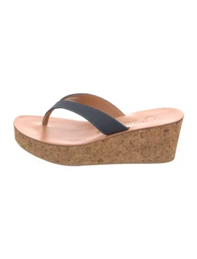 Pre-owned Kjacques Leather Slides In Black