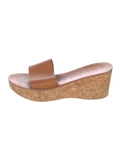 Pre-owned Kjacques Leather Slides In Black
