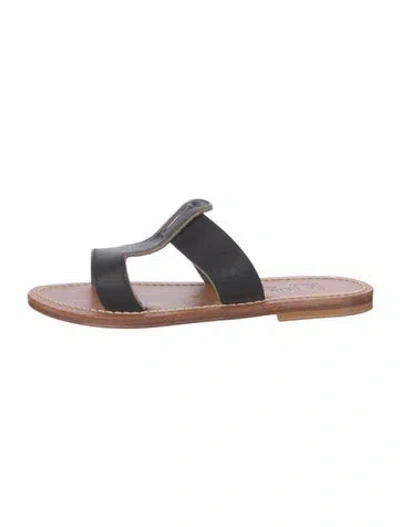 Pre-owned Kjacques Leather Slides In Blue