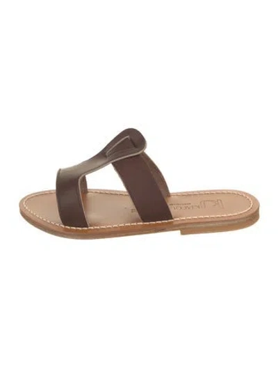 Pre-owned Kjacques Leather Slides In Brown