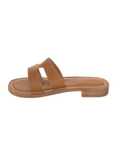 Pre-owned Kjacques Leather Slides In Brown