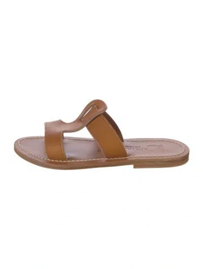 Pre-owned Kjacques Leather Slides In Brown