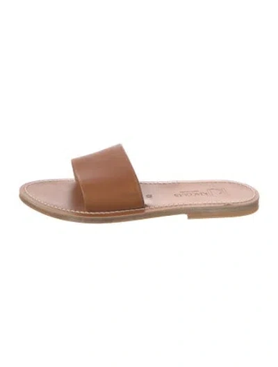 Pre-owned Kjacques Leather Slides In Brown