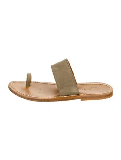 Pre-owned Kjacques Leather Slides In Green