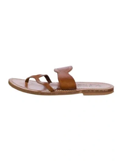 Pre-owned Kjacques Leather Slides In Neutral