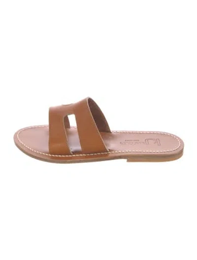 Pre-owned Kjacques Leather Slides In Neutral