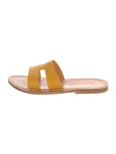 Pre-owned Kjacques Leather Slides In Yellow