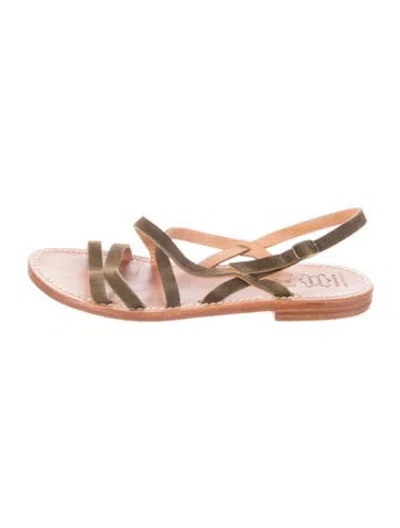 Pre-owned Kjacques Leather Slingback Sandals In Neutral