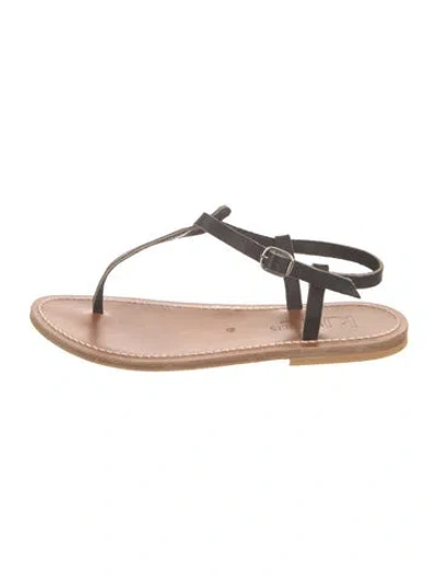 Pre-owned Kjacques Leather T-strap Sandals In Blue