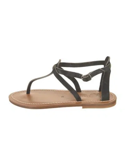 Pre-owned Kjacques Leather T-strap Sandals In Brown
