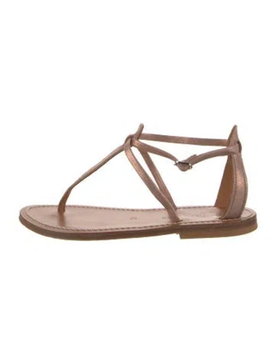 Pre-owned Kjacques Leather T-strap Sandals In Gold