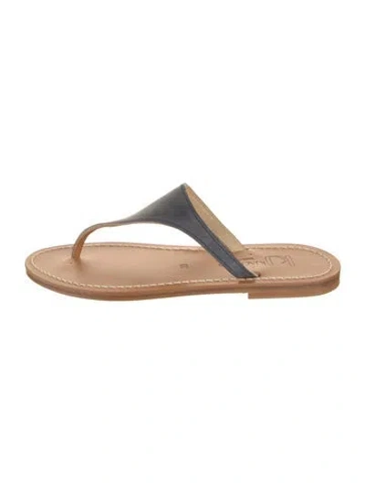 Pre-owned Kjacques Leather T-strap Sandals In Neutral