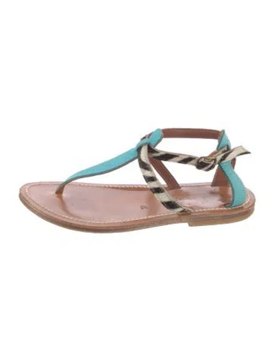 Pre-owned Kjacques Leather T-strap Sandals In Neutral