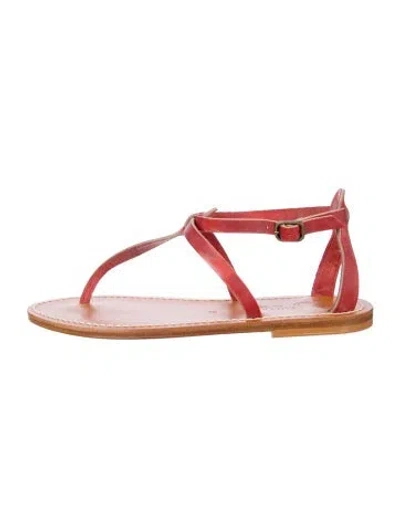 Pre-owned Kjacques Leather T-strap Sandals In Pink