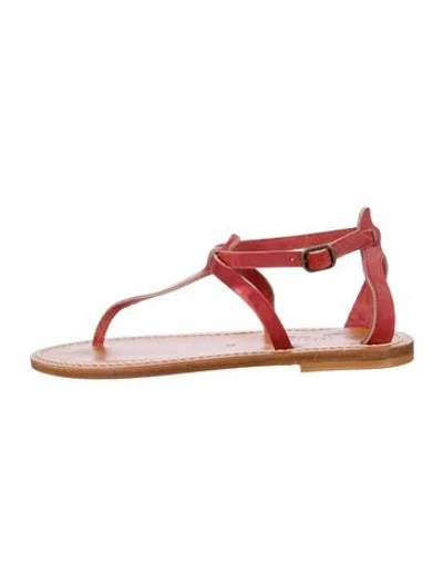 Pre-owned Kjacques Leather T-strap Sandals In Pink