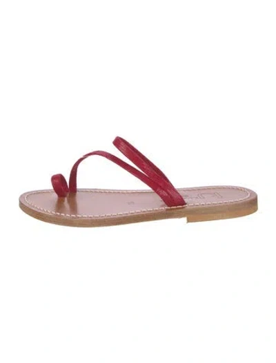 Pre-owned Kjacques Leather T-strap Sandals In Red